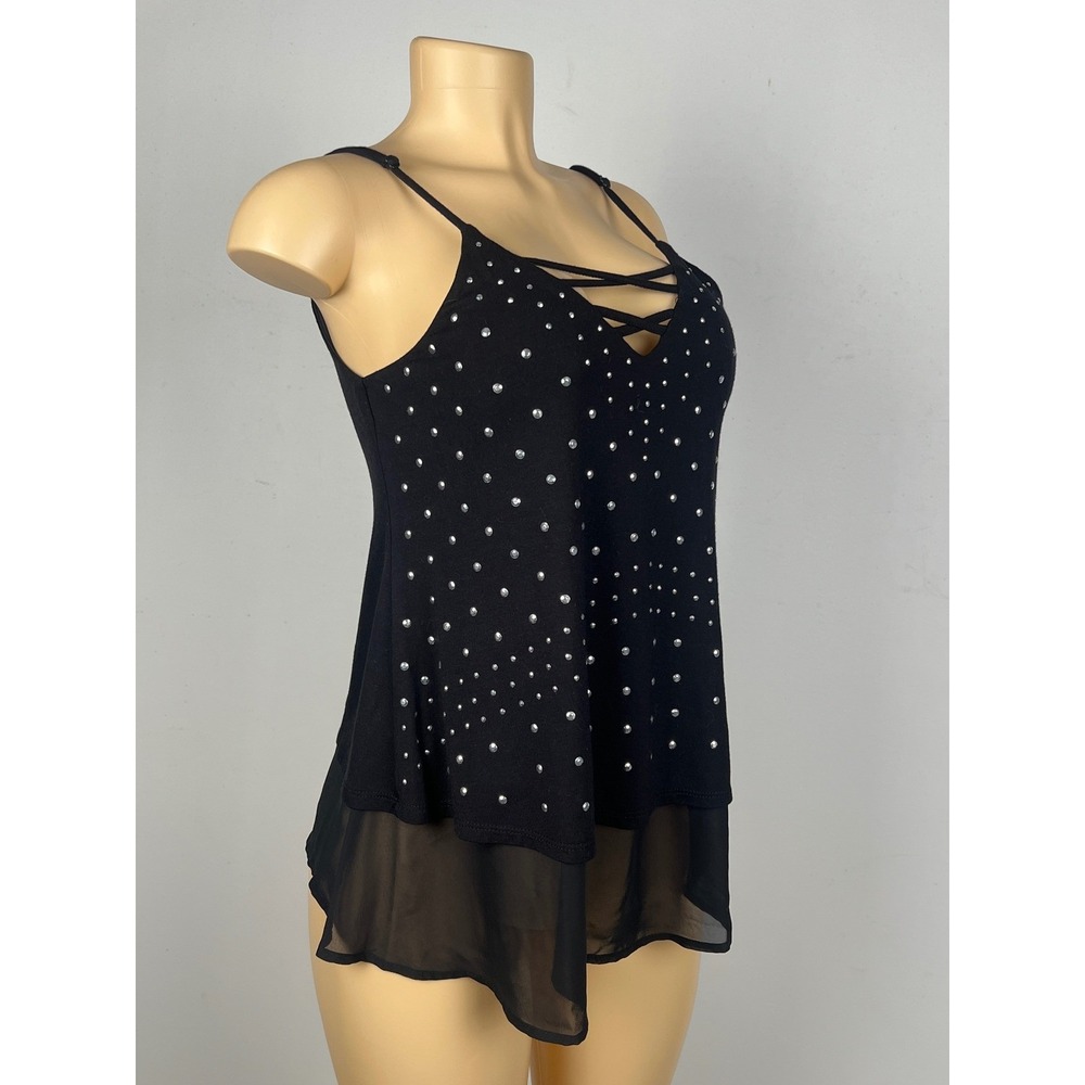 Venus Studded Strappy Tank Top Cami XS Black Y2K Cruise - Picture 13 of 15
